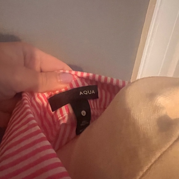 Bloomindales Aqua Pink Striped Button Down Shirt, Size Large, new with tags - Picture 3 of 4